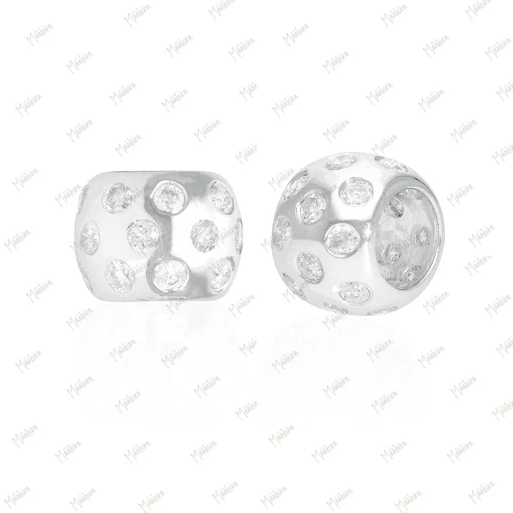14k Gold Diamond 8mm Rondelle Bead / Roundel Bead Spacer Charm (4.7mm inside opening)
