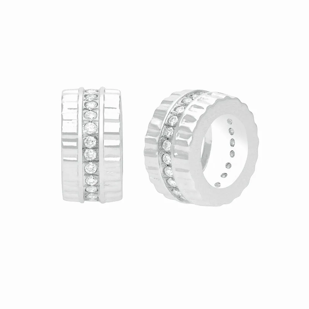 14k Gold Diamond 8mm Rondelle Bead / Roundel Bead Spacer Charm (4.7mm inside opening)