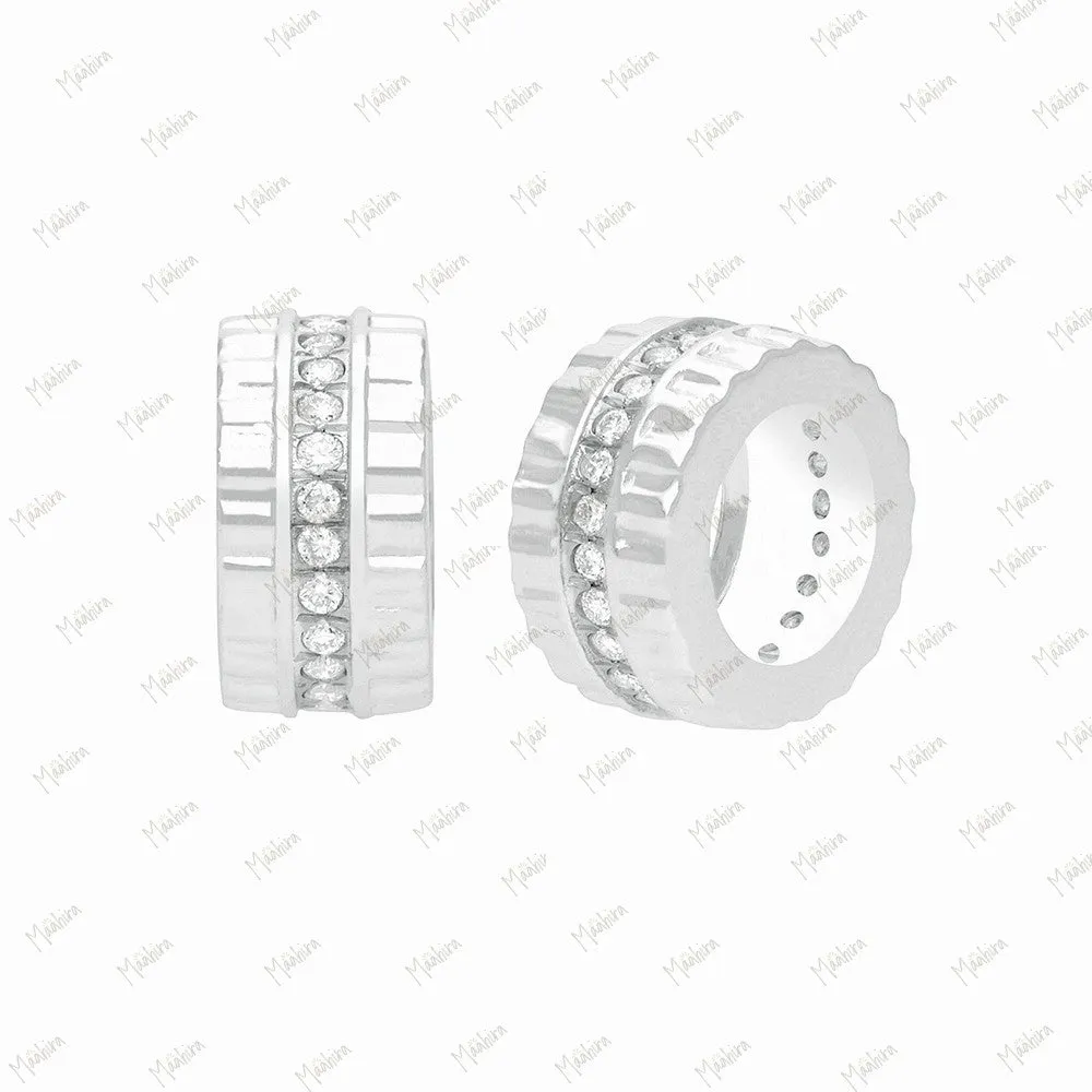 14k Gold Diamond 8mm Rondelle Bead / Roundel Bead Spacer Charm (4.7mm inside opening)