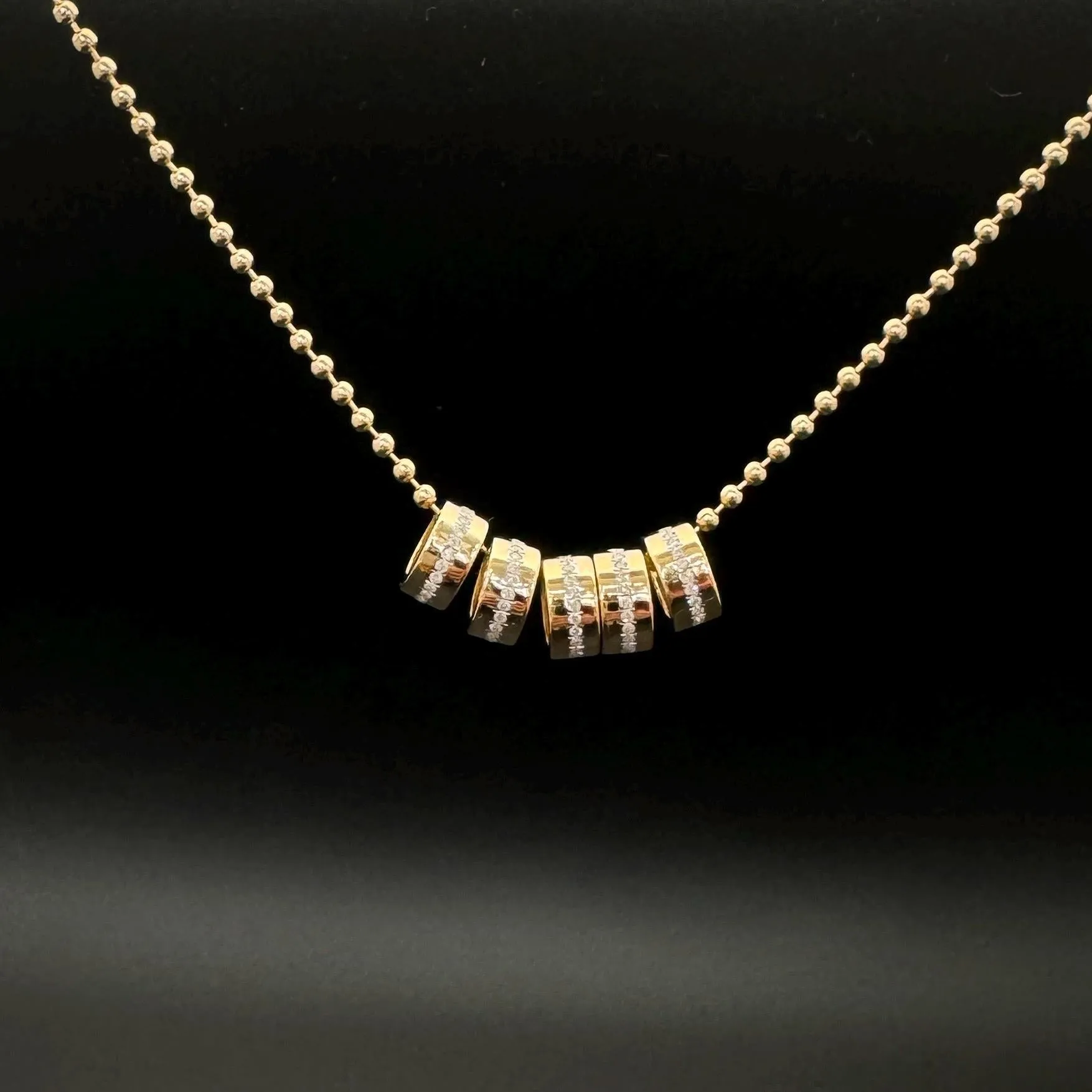 14k Gold Diamond Rondelle Bead / Roundel Bead 4.50x9mm