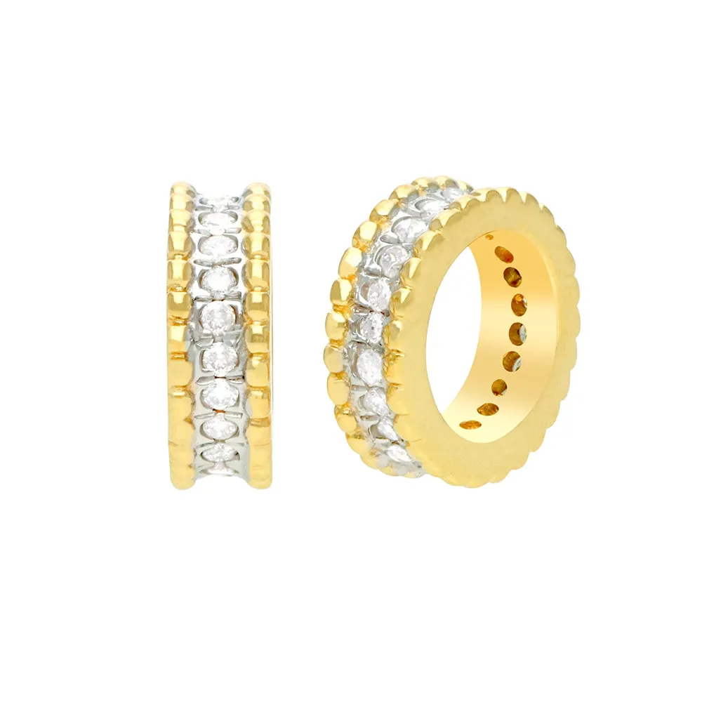 14k Gold Diamond Rondelle Bead / Roundel Bead 4.50x9mm