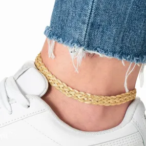 18K Gold Plated Braided Herringbone Anklet