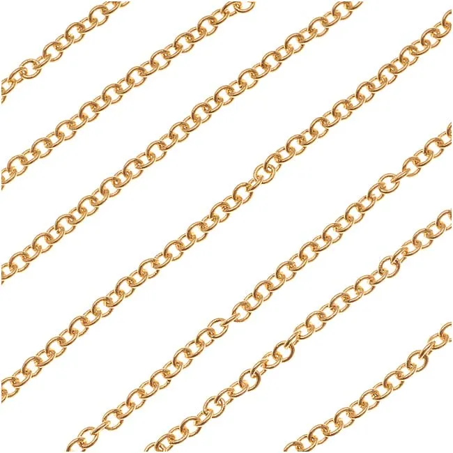 22K Gold Plated Cable Chain, 2.5mm, by the Foot