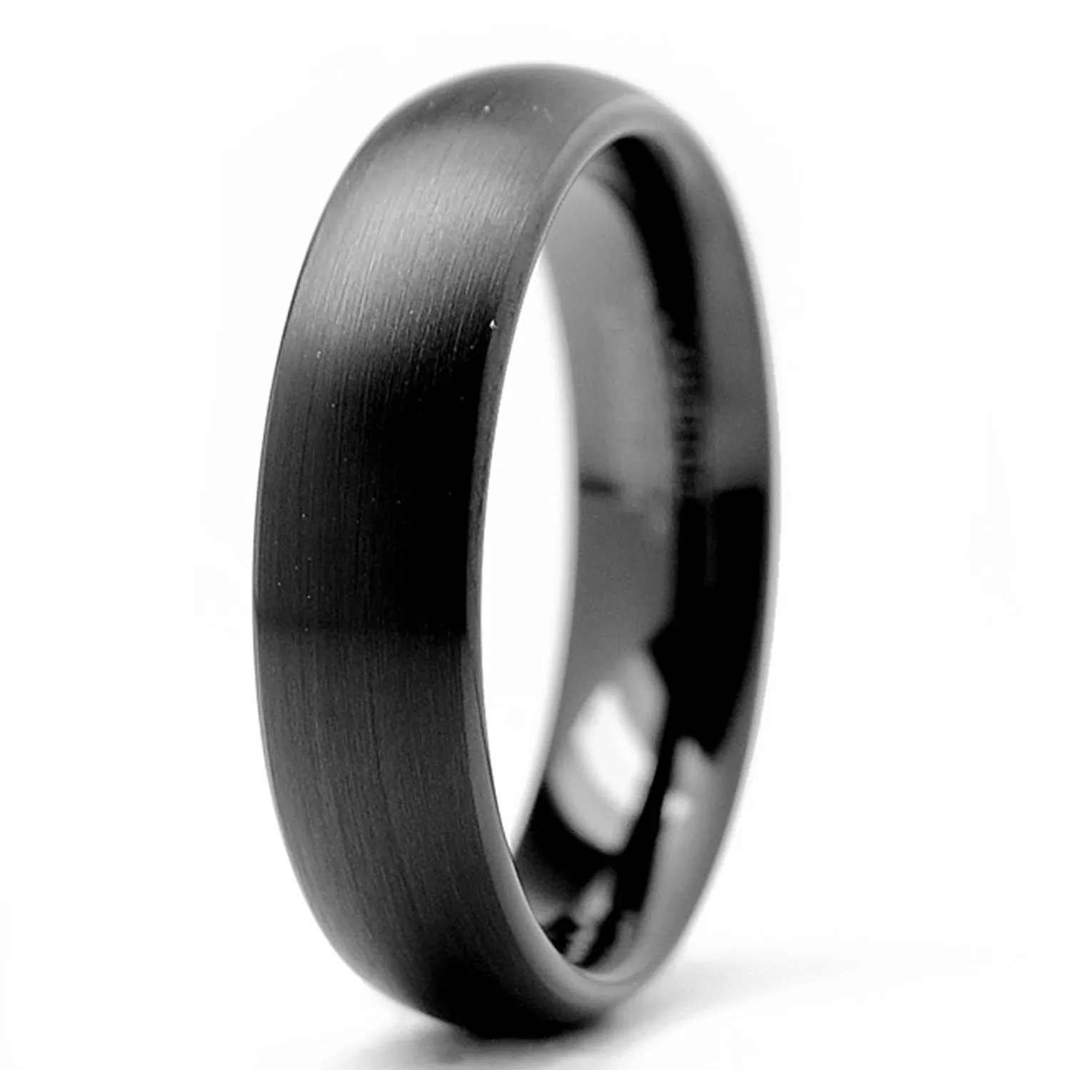 6MM Men's Dome Black Tungsten Ring Wedding Band Jewelry Sizes 7 to 13