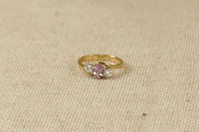 9ct Gold Amethyst & Crystal Ring