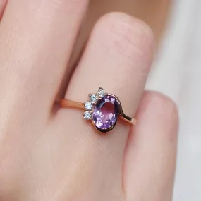 Amethyst Oval Cut Halo Ring - 14k Rose Gold Vermeil RIng