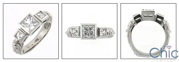 Anniversary 1.6 TCW Princess Euro Shank Cubic Zirconia Bezel 14K W Gold Ring