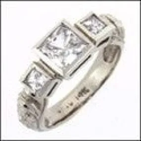 Anniversary 1.6 TCW Princess Euro Shank Cubic Zirconia Bezel 14K W Gold Ring
