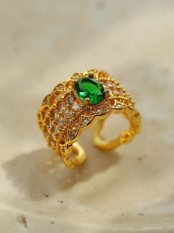Antique Style Buccellati Zircon Wide Ring