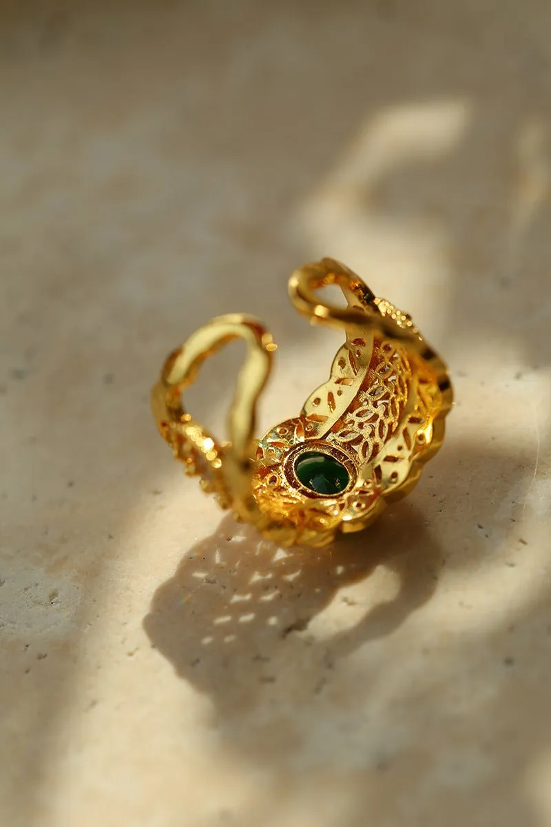 Antique Style Buccellati Zircon Wide Ring