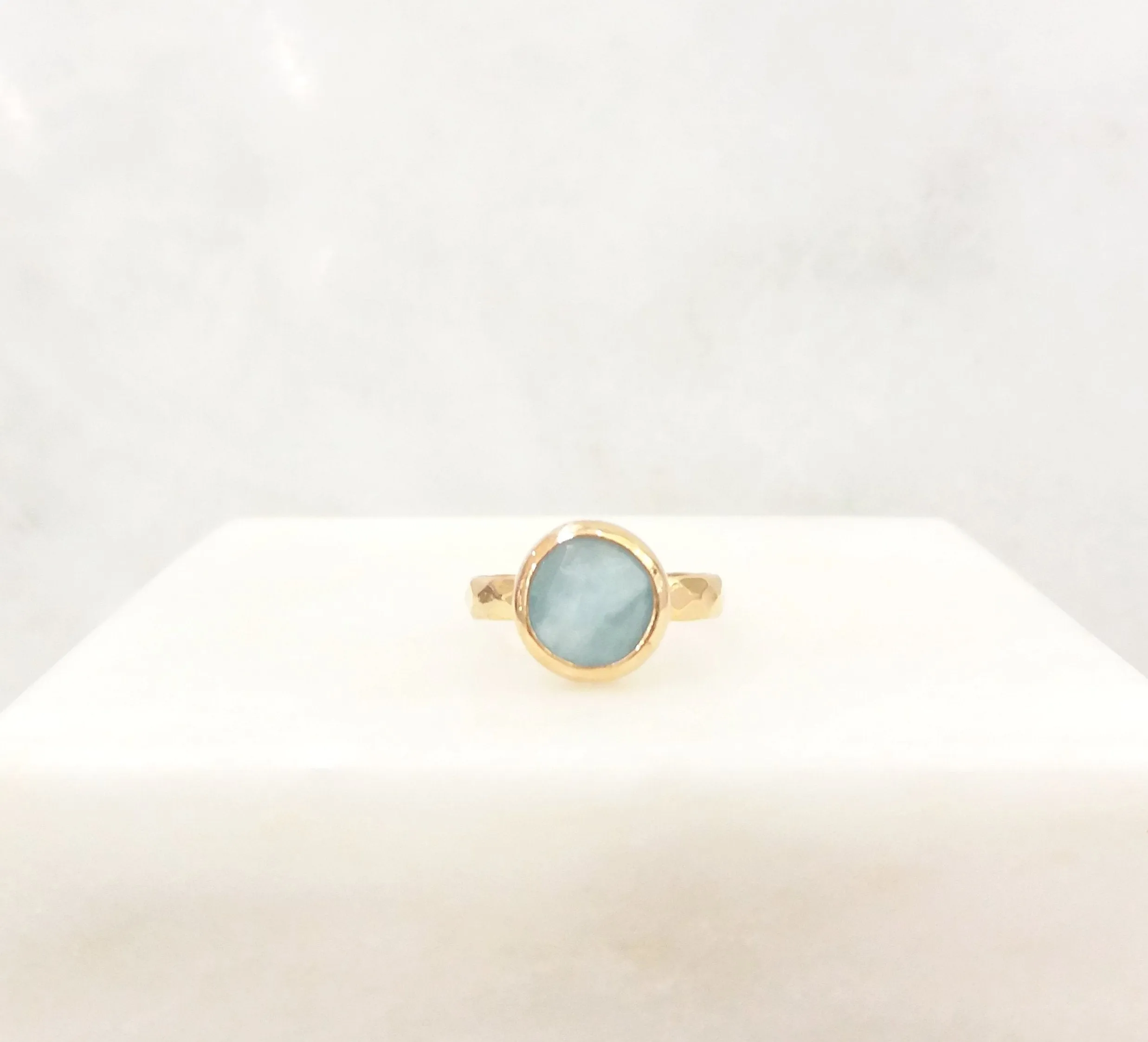 Aquamarine Maxi Hammered Ring