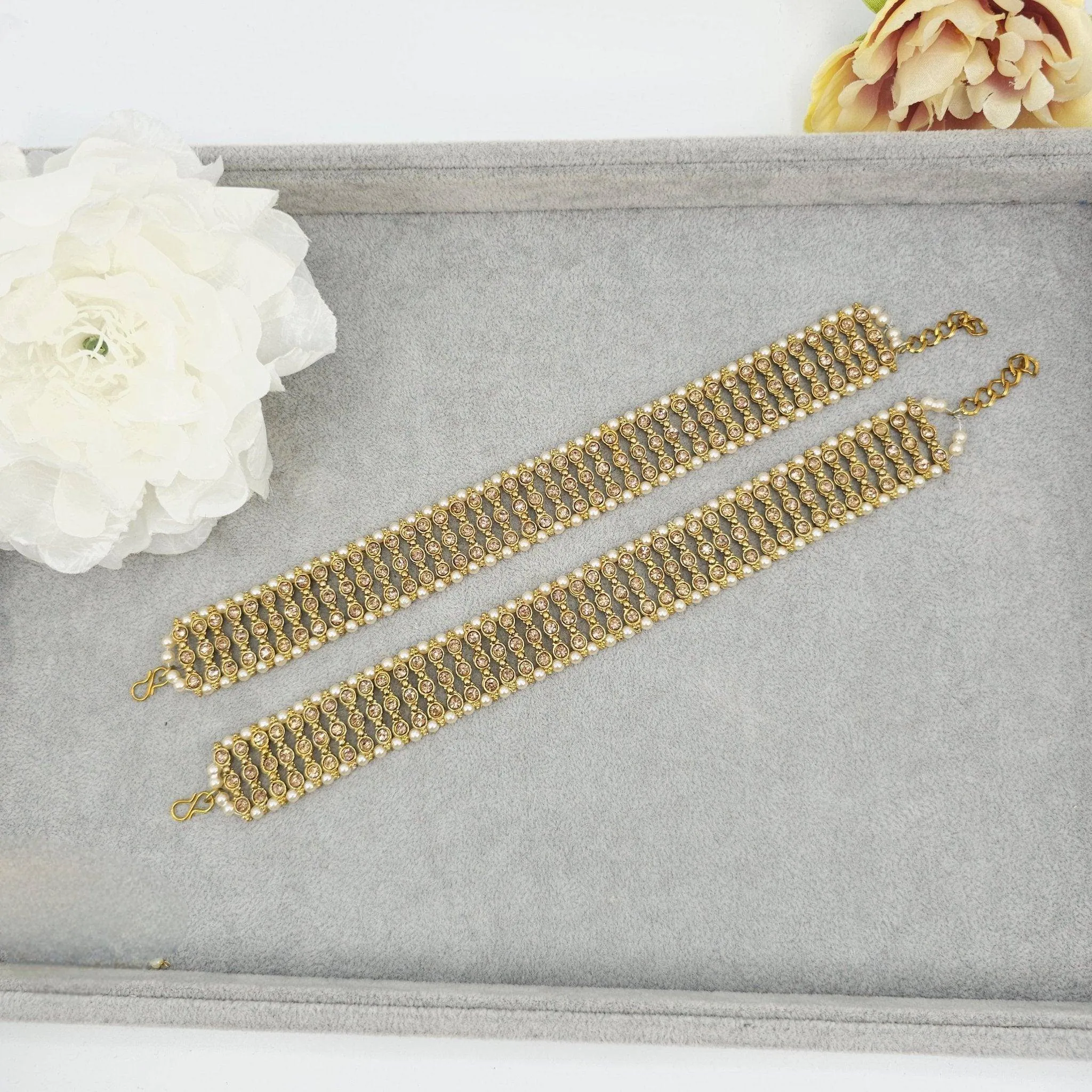 Arohi Anklets Gold Polki Anklets