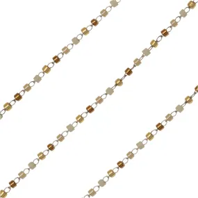 Beaded Chain, Cylinder Seed Beads 2x1mm, Stainless Steel/Multi-Colored Beads, (1 inch)