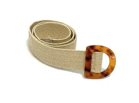 Beige Elasticated Straw Belt