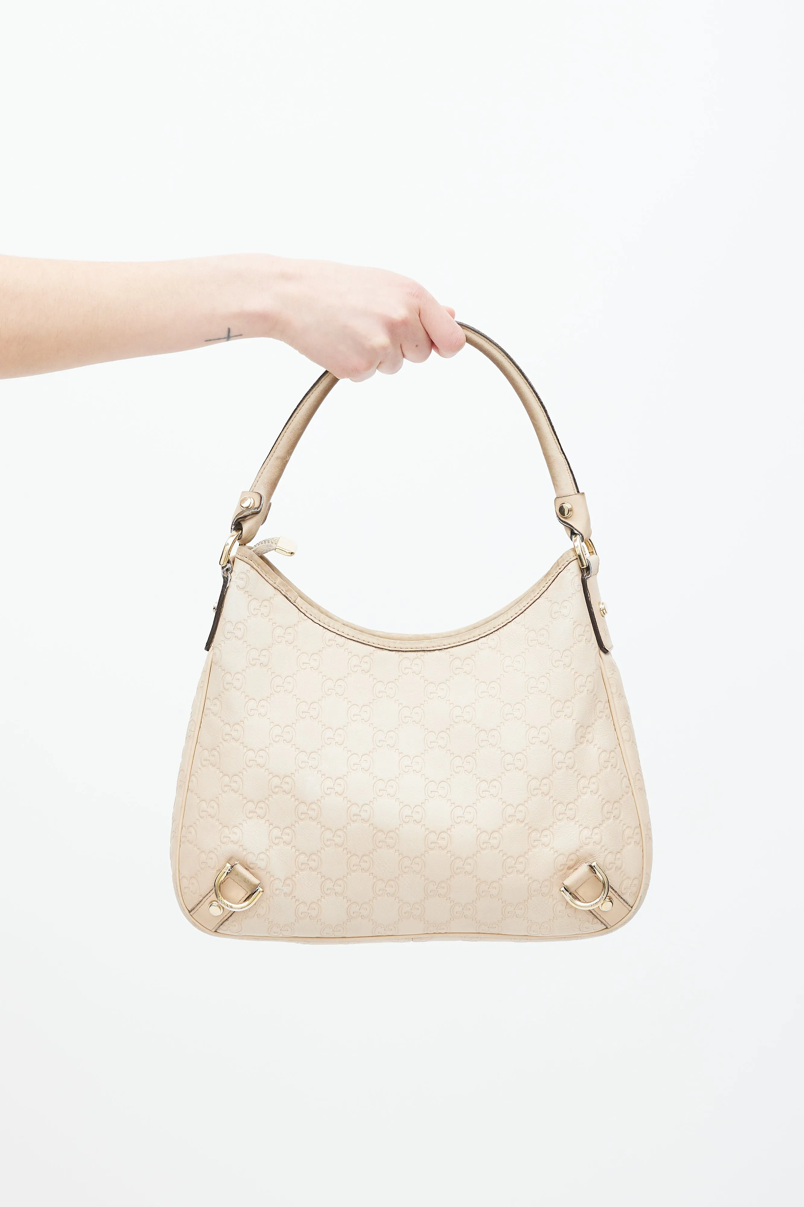 Beige Guccissima Leather Small Abbey D-Ring Bag