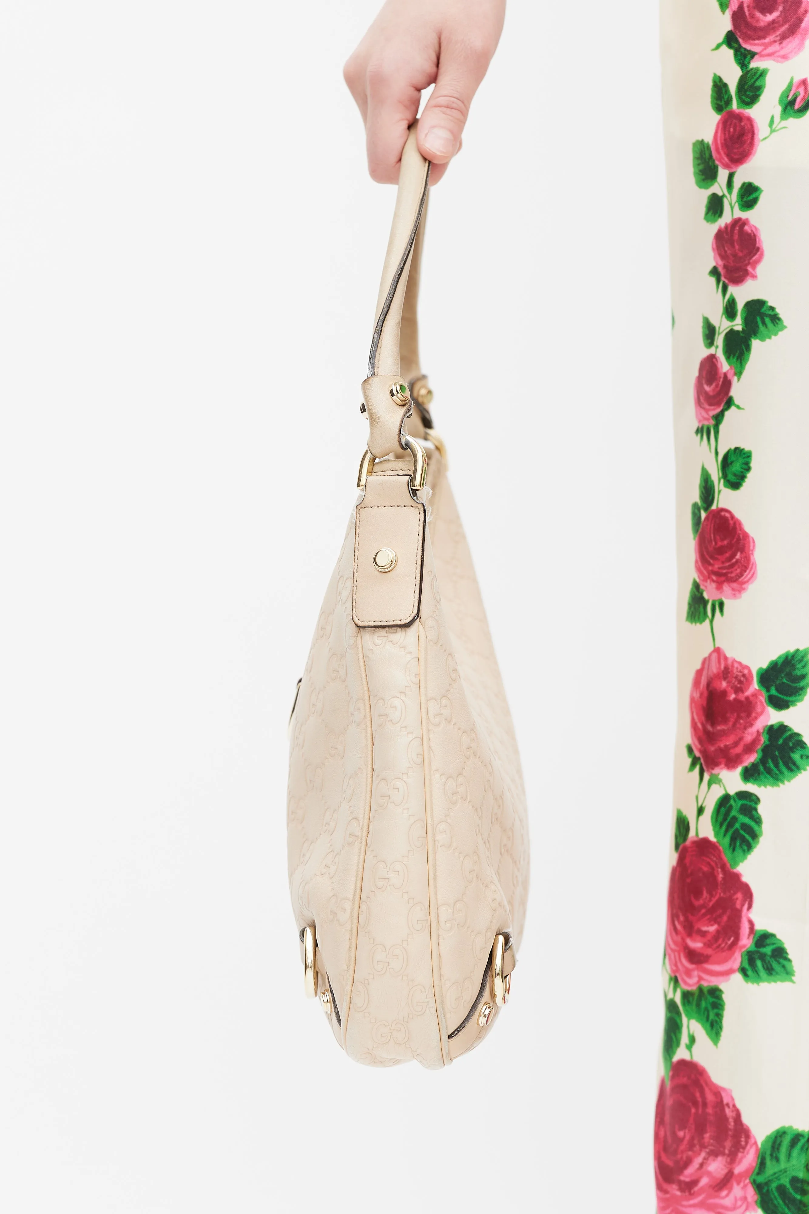 Beige Guccissima Leather Small Abbey D-Ring Bag