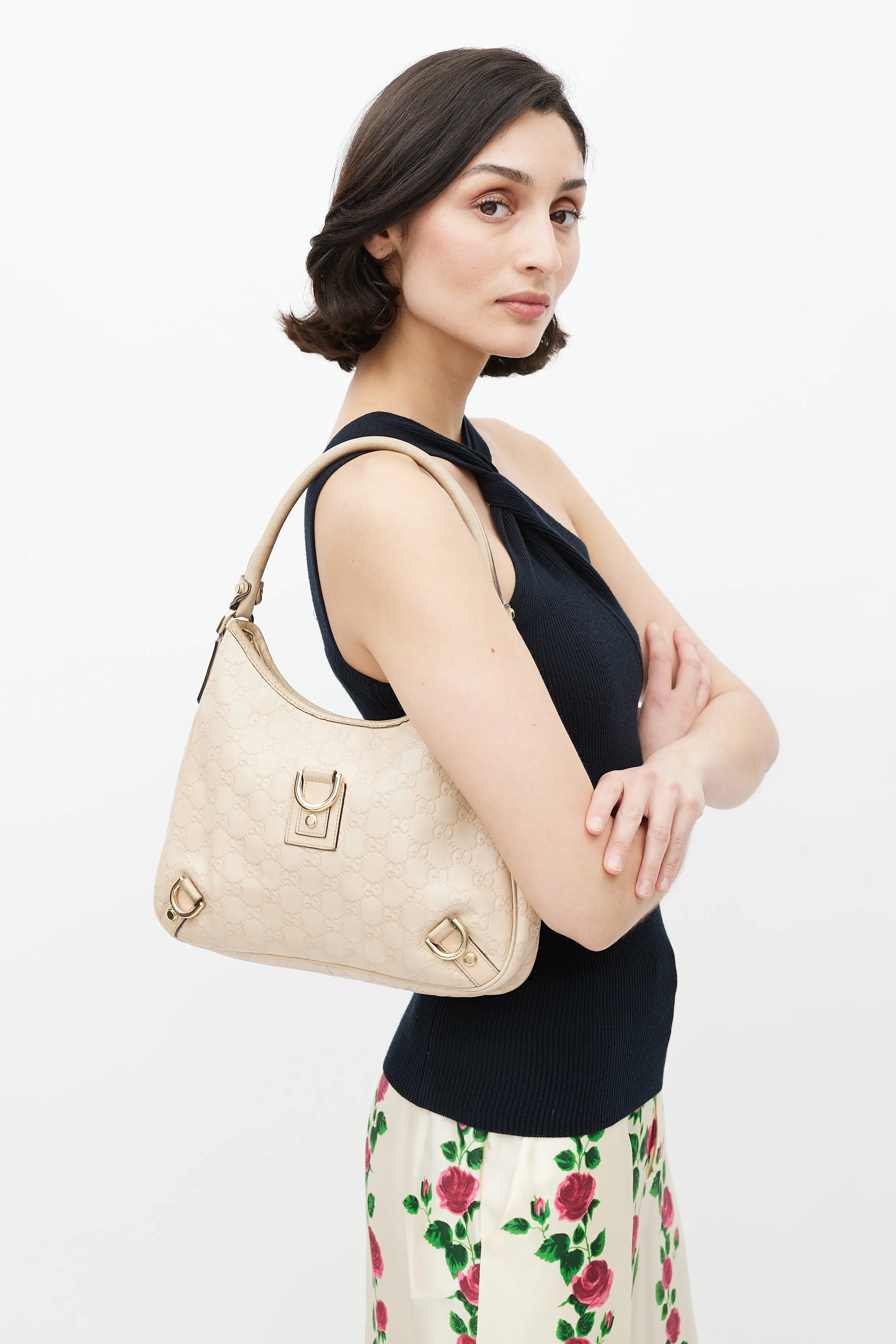 Beige Guccissima Leather Small Abbey D-Ring Bag