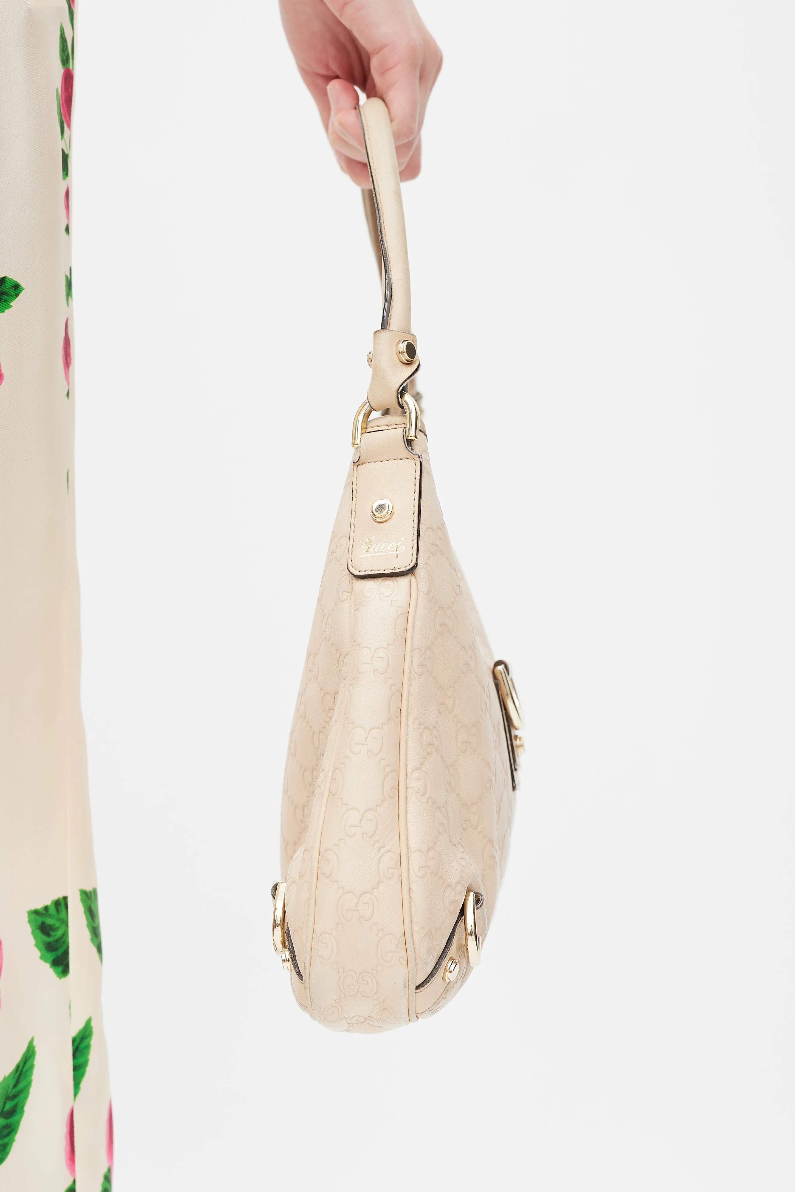 Beige Guccissima Leather Small Abbey D-Ring Bag