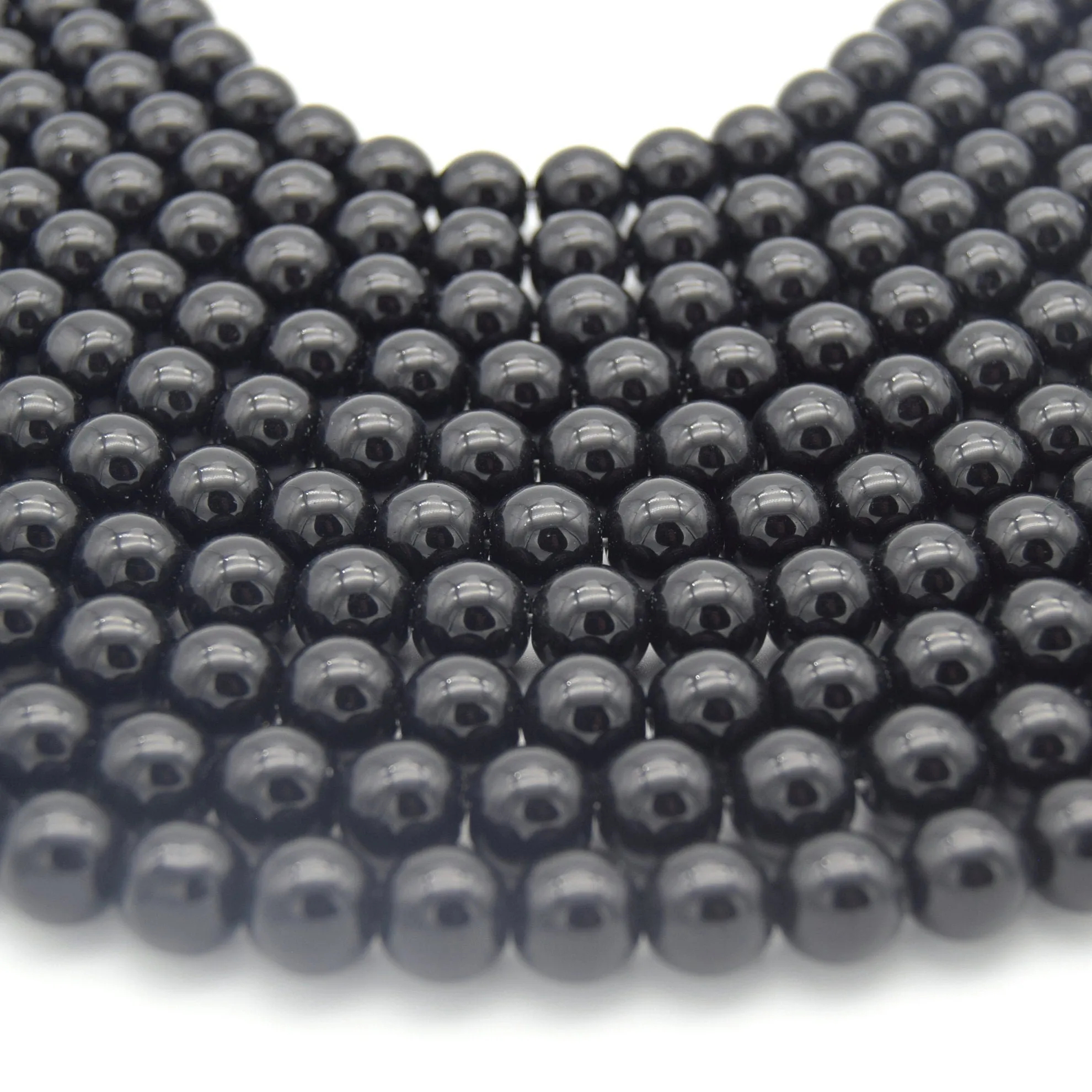 Black Agate Beads | Round Shaped Natural Gemstone Beads - 4mm 6mm 8mm 10mm 12mm 14mm Available