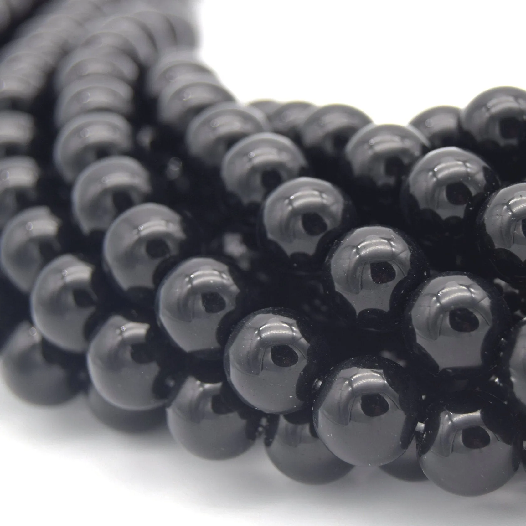 Black Agate Beads | Round Shaped Natural Gemstone Beads - 4mm 6mm 8mm 10mm 12mm 14mm Available