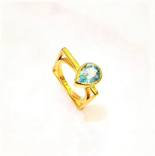Blue Topaz Maxi Cube Ring