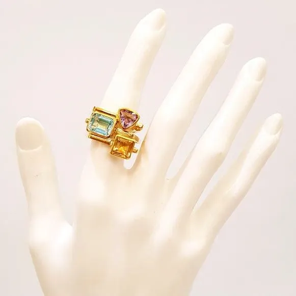 Blue Topaz Maxi Cube Ring