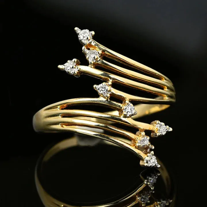 Bypass Shank Vintage Engagement Ring - 14k Gold Vermeil Rings