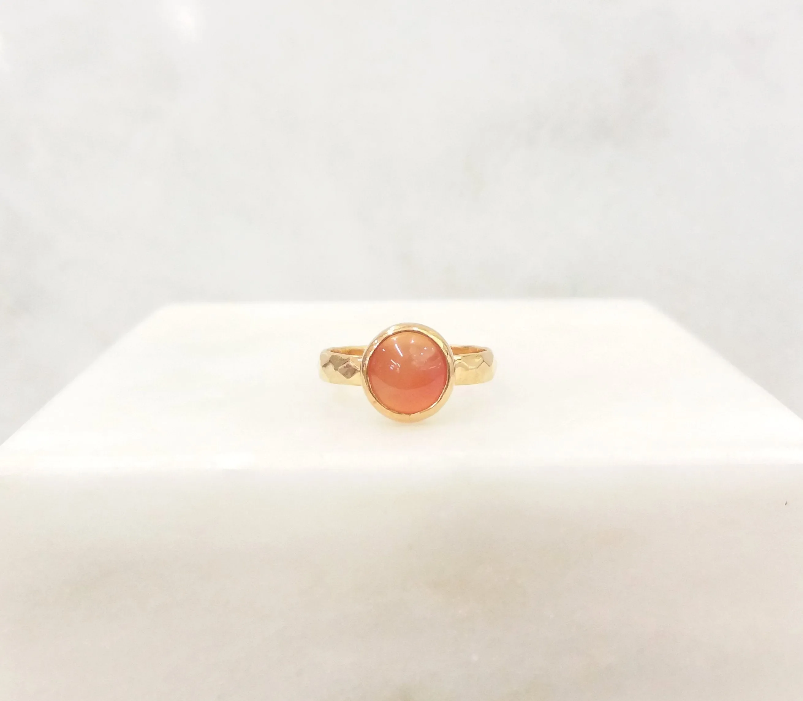 Carnelian Maxi Hammered Ring