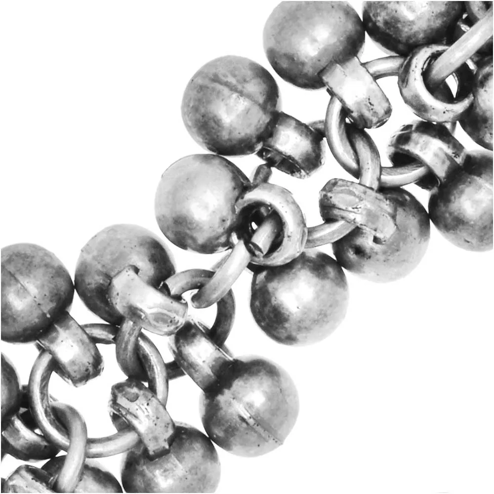 Charm Chain, 4mm Round Bauble Cluster, Antiqued Silver Tone Plated (1 inch)