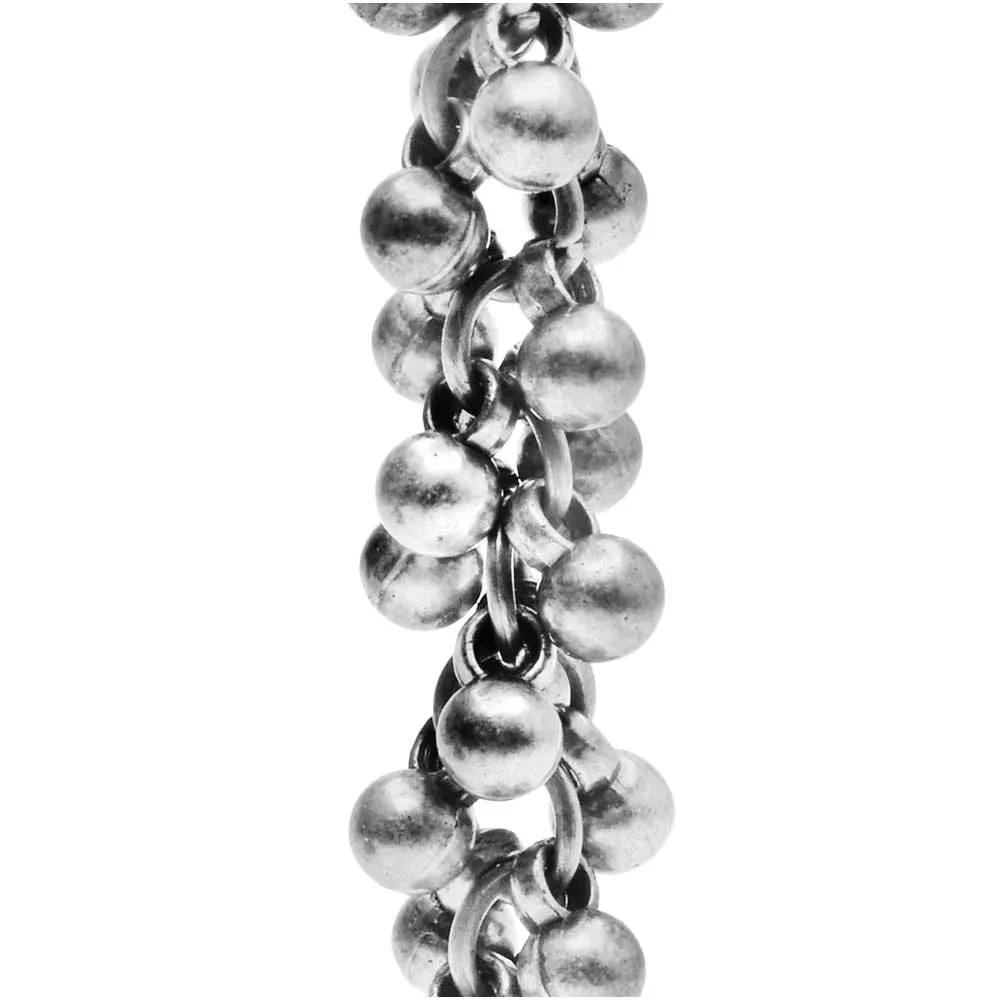 Charm Chain, 4mm Round Bauble Cluster, Antiqued Silver Tone Plated (1 inch)