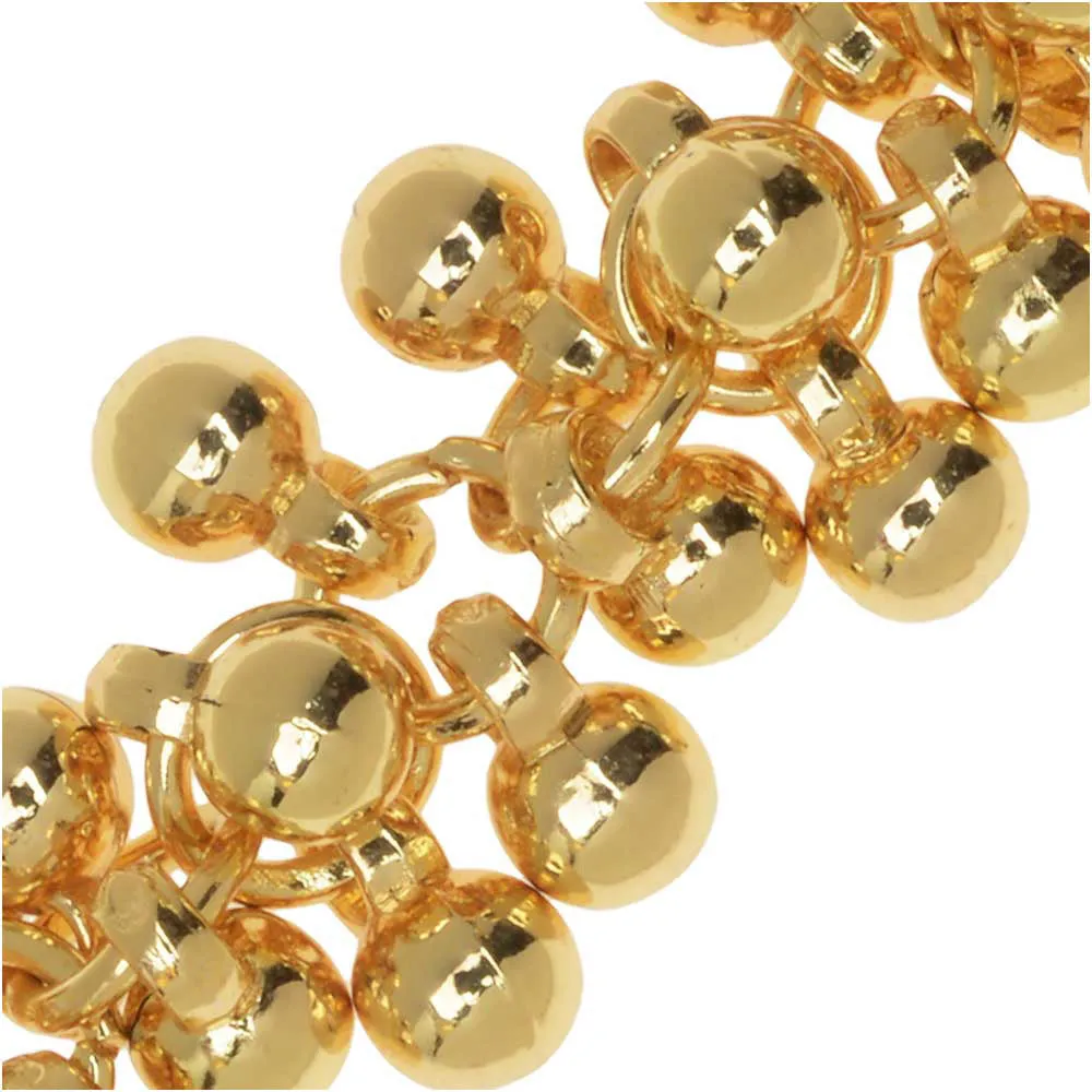 Charm Chain, 4mm Round Bauble Cluster, Gold Tone Plated (1 inch)