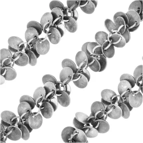 Charm Chain, 6mm Coin Charm, Antiqued Silver Plated, by the Inch