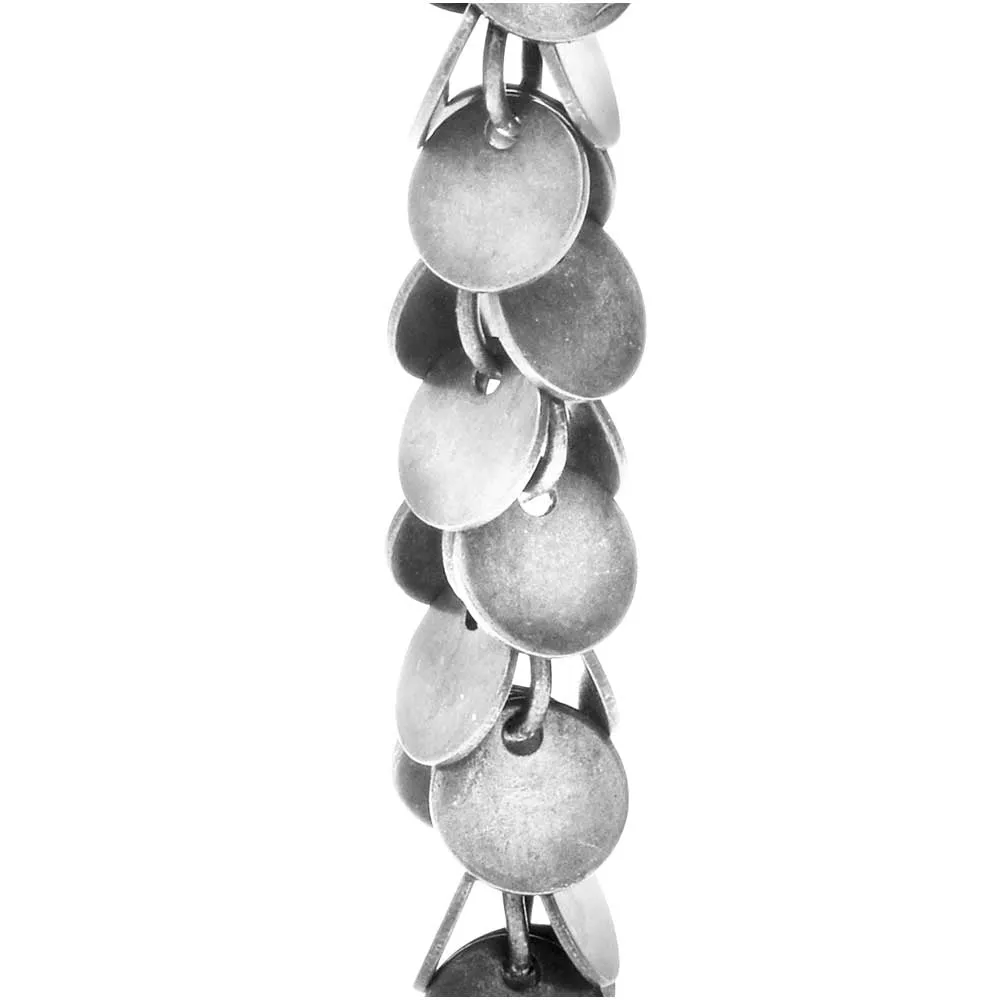 Charm Chain, 6mm Coin Charm, Antiqued Silver Plated, by the Inch