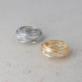 Clear and Metal Multi Strand Ring