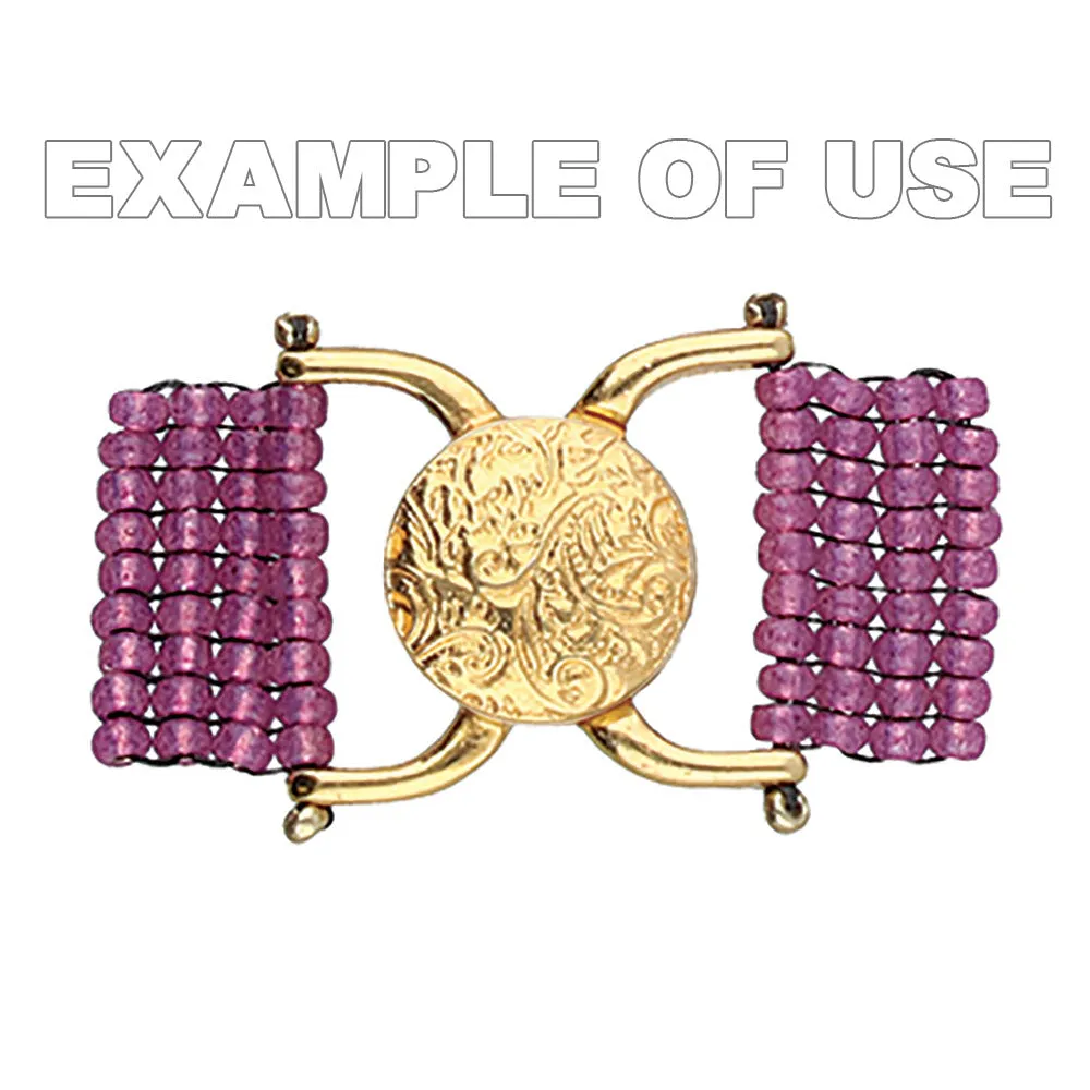 Cymbal Magnetic Clasps for 11/0 Delica & Round Beads, Souda II, Round 15.5x17.5mm, 24k Gold Plated (1 Set)