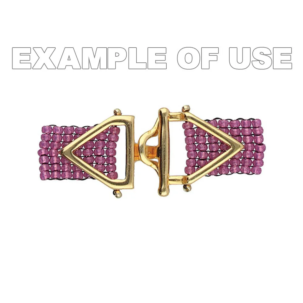 Cymbal Toggle Clasps for 11/0 Delica & Round Beads, Samaria, Triangle 17x36.5mm, Antiqued Brass Plated (1 Set)