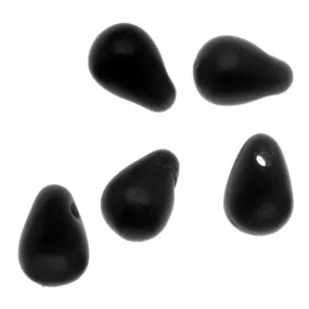 Czech Glass Teardrop Beads 6x4mm 'Matte Jet' (50 pcs)