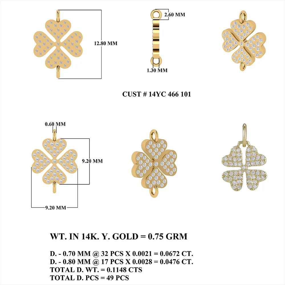 Diamond Clover Connector 9.50x10.50mm