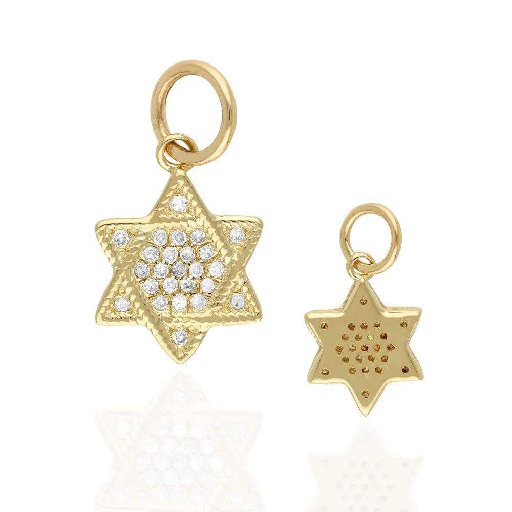 Diamond Star Of David Charms 8.80mm