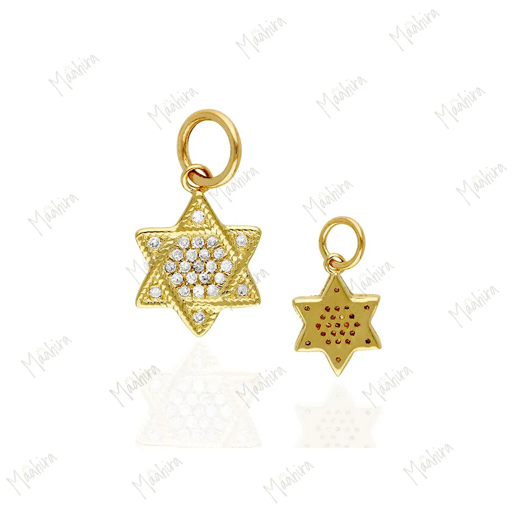 Diamond Star Of David Charms 8.80mm