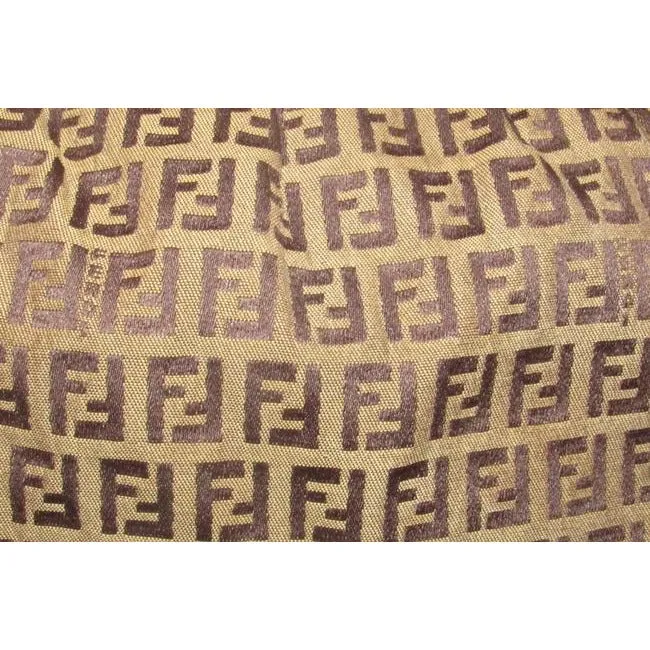 Fendi Chef Shoulder Purse Brown Zucchino Or Small F Logo Print On Tan Canvas And Red Leather Hobo Ba