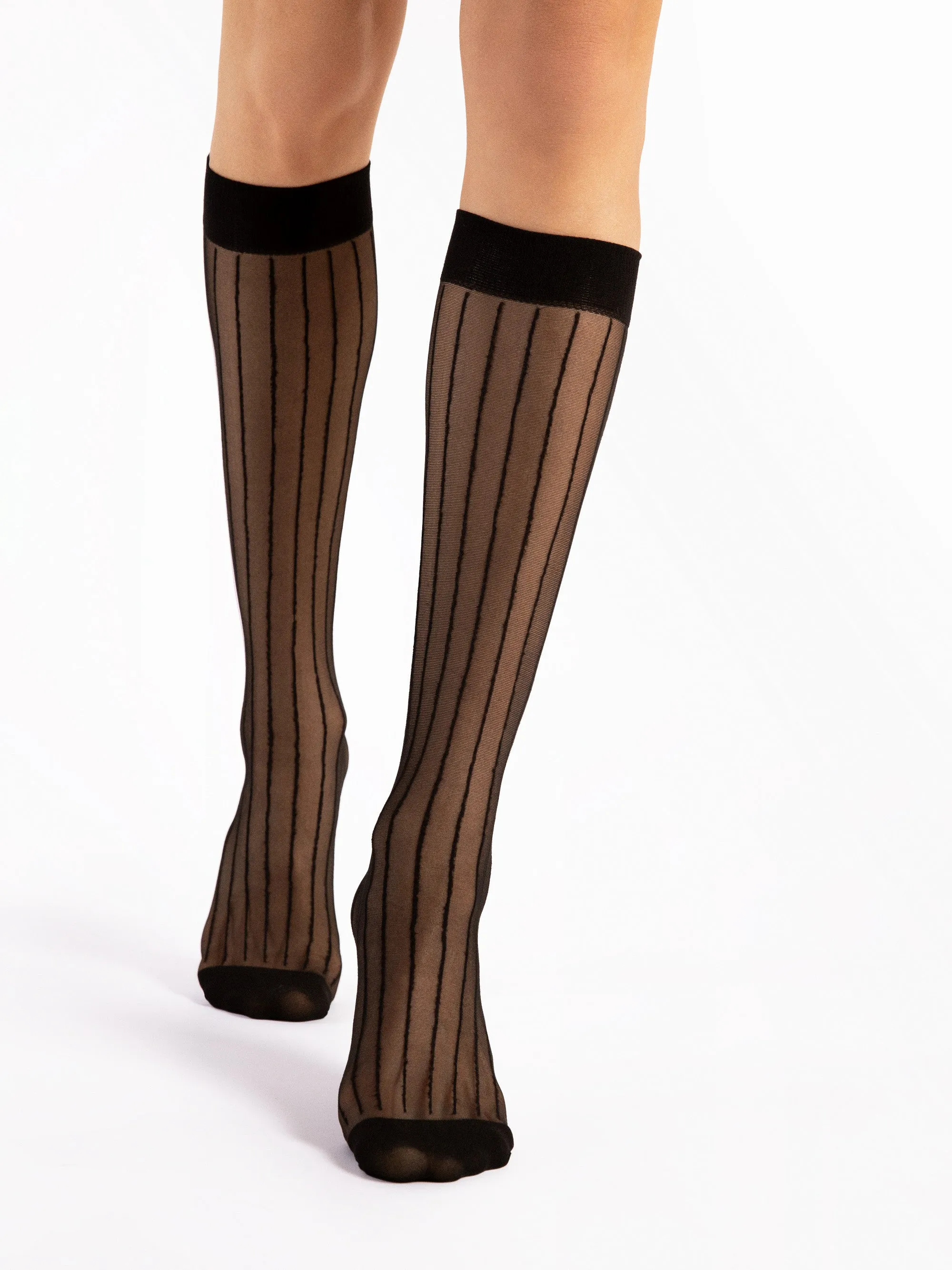 FiORE Linea Stripe Patterned Knee High Socks 15 Denier