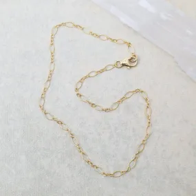 Gold Filled Oval Long & Short Chain Anklet