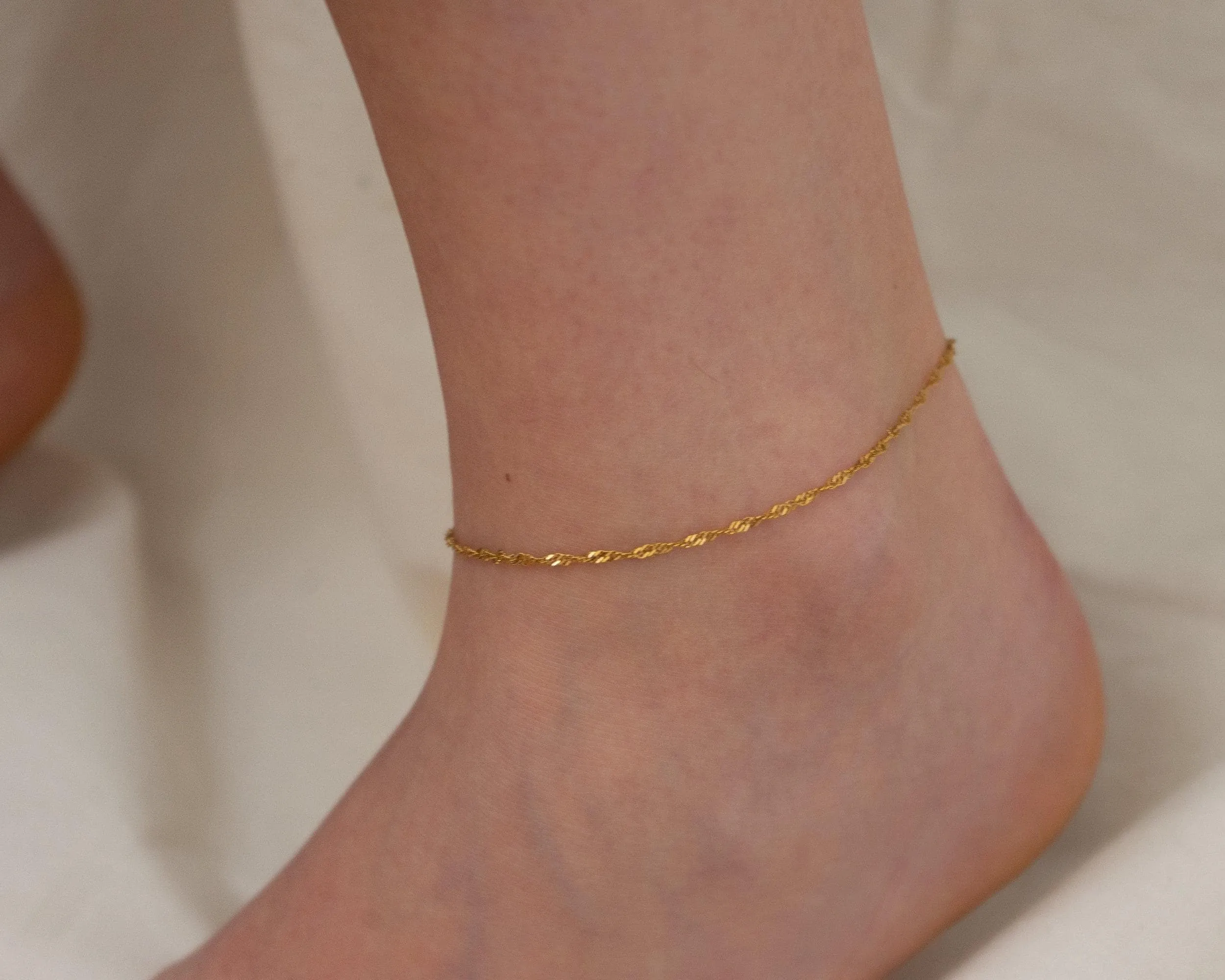 Gold Stainless Steel Twisted Chain Anklet