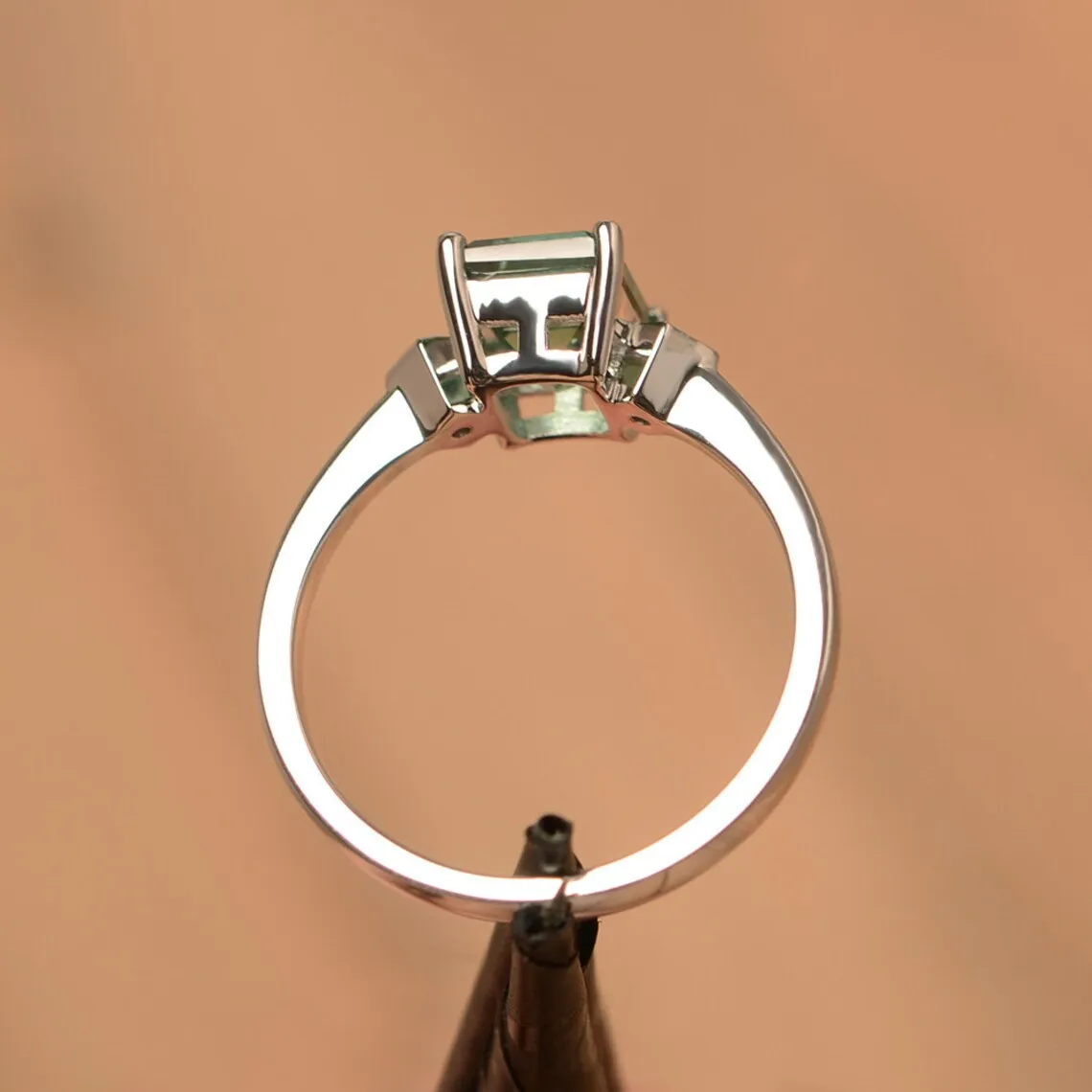 Green Sapphire Simple Promise Ring - 925 Sterling Silver Ring