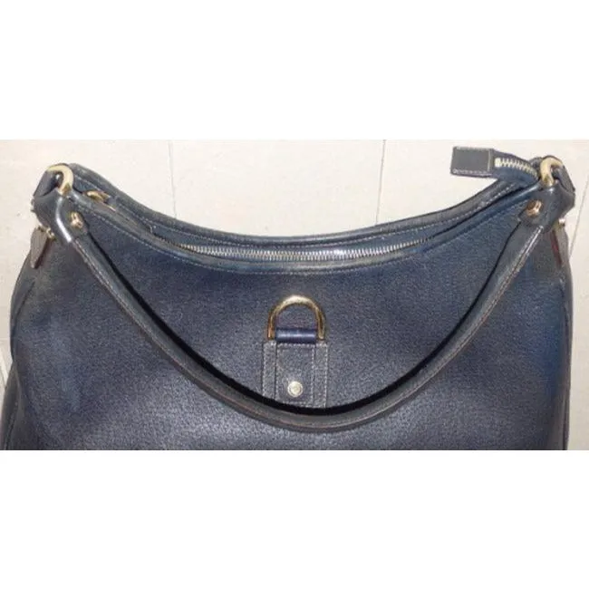 Gucci Vintage Gold And Light Brown Leather And Fabric Hobo Bag