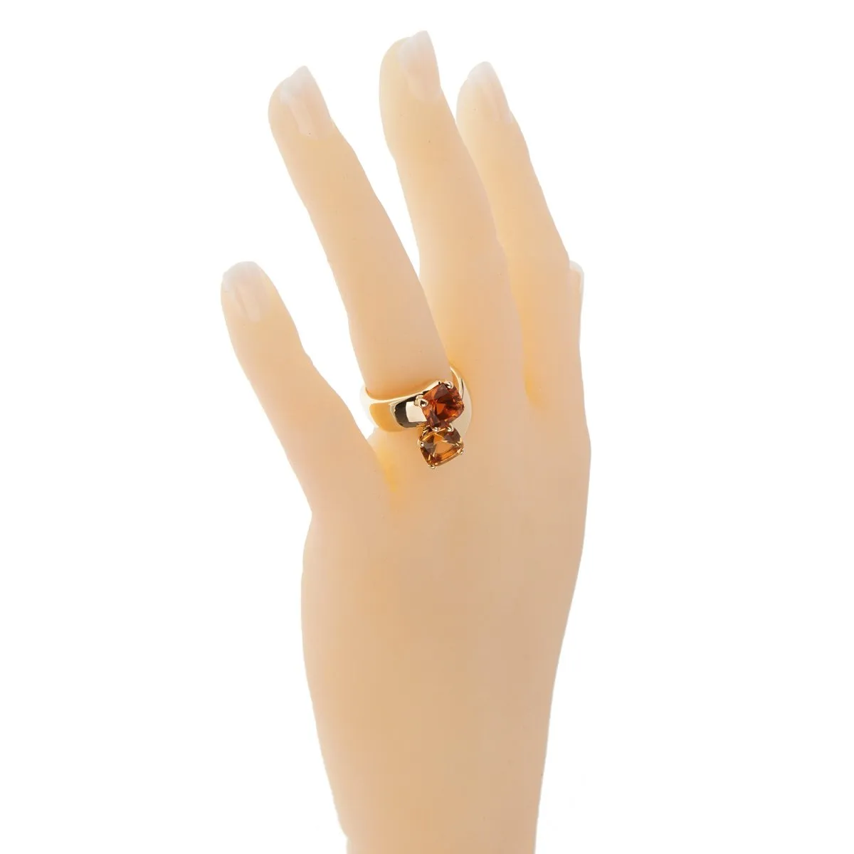 Hermes Vintage Citrine Bypass Cocktail Gold Ring