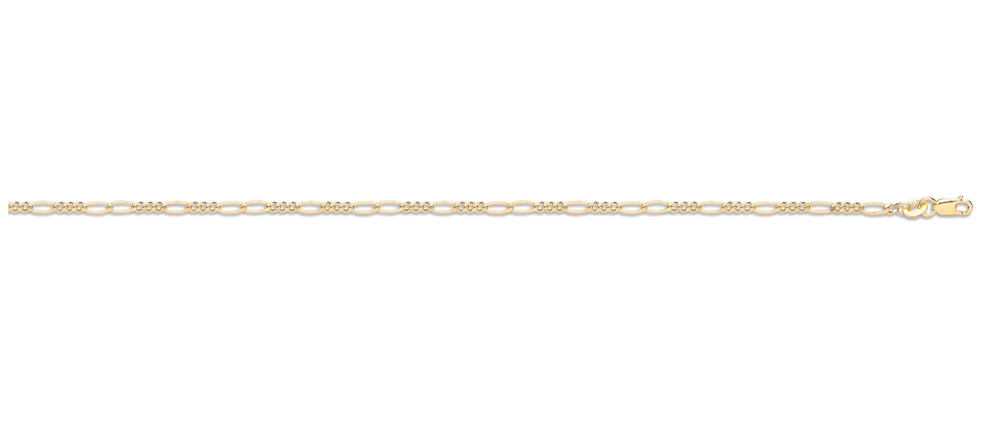 Hollow Figaro Anklet - 9ct Yellow Gold