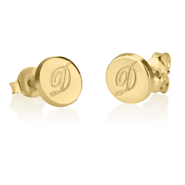 Initial Stud Earrings