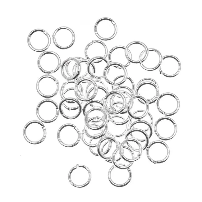 Jump Rings, Open 6mm Diameter 18 Gauge, Silver Plated (50 Pieces)